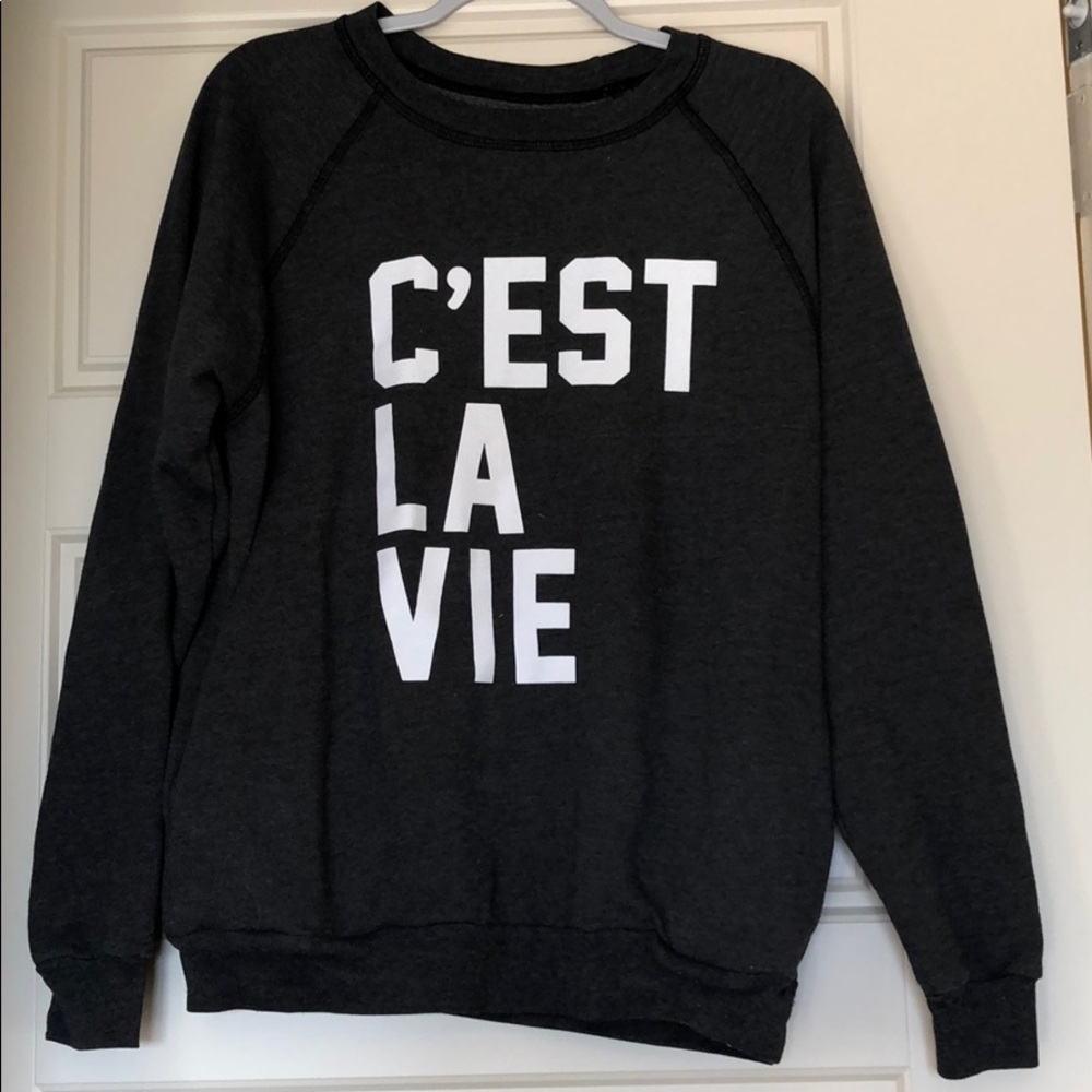 Graphic pullover in dark heather gray
